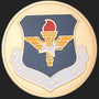 Metal Stickems 2-inch Air Education and Training Command metal emblem sticker with torch and wings insignia.