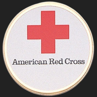 Metal Stickems 2-inch round metal sticker featuring the American Red Cross logo on a white background.