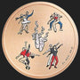 Metal Stickems 2-inch round metal sticker featuring ballet dancers in motion and pointe shoes in a metallic finish