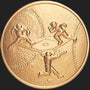 Metal Stickems 2-inch round gold metallic baseball sticker featuring an embossed design of players on a diamond.