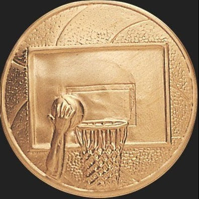 Metal Stickems 2-inch round adhesive sticker featuring an embossed gold basketball hoop and player design.