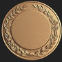 Metal Stickems 2-inch bronze-toned adhesive laurel wreath sticker with an embossed circular design.