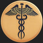 Metal Stickems 2-inch gold and black adhesive metal caduceus symbol sticker for medical professionals.
