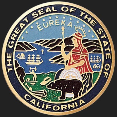 Metal Stickems 2-inch California State Seal metal sticker with detailed colorful emblem and adhesive backing.