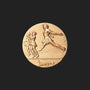 Metal Stickems 1-inch gold-toned metal sticker featuring an embossed cheerleading scene with figures and a megaphone.