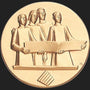 Metal Stickems 2-inch circular gold-tone metal sticker featuring a relief design of a choir group singing from a book.