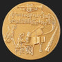 Metal Stickems 2-inch round gold-tone sticker featuring embossed classical instruments and musical notation.