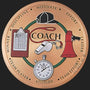 Metal Stickems 2-inch round metal coach sticker featuring sports icons like a whistle, clipboard, and motivational words.