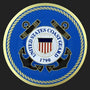 Metal Stickems 2-inch United States Coast Guard metal emblem with blue, white, and gold rope-border seal design.