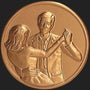 Metal Stickems 2-inch round adhesive medallion featuring a high-relief embossed design of a dancing couple in bronze.