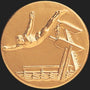 Metal Stickems 2-inch round gold sticker featuring an embossed diving athlete design for gear and water bottles.