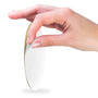 Hand peeling the adhesive backing off a 2-inch round Metal Stickems Department of Defense metal emblem sticker.
