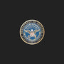 Metal Stickems 7/8 inch Department of Defense metal emblem sticker with official seal and gold-tone border.