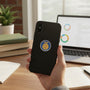 Metal Stickems FFA agricultural education metal emblem sticker on a black smartphone held in a hand