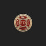 Metal Stickems 7/8 inch fire department emblem with a red enamel Maltese cross and polished gold-tone accents.