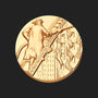 Metal Stickems 2-inch gold-toned firefighter emblem featuring an embossed scene of a firefighter climbing a ladder.