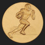 Metal Stickems 2-inch gold metal sticker featuring an embossed football player running with a ball.