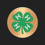 Metal Stickems 2-inch four-leaf clover metal emblem with green enamel, white H lettering, and polished gold-tone finish.