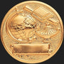 Metal Stickems 2-inch gold-tone academic achievement sticker with embossed globe, lamp of knowledge, and books.