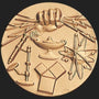 Metal Stickems 2-inch gold academic achievement sticker featuring embossed lamp of knowledge and scientific symbols.