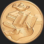 Metal Stickems gold embossed academic achievement medallion featuring a lamp of knowledge, books, and a quill pen.