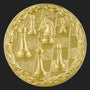 Metal Stickems 2-inch gold metallic sticker featuring an embossed chess board and pieces with a laurel wreath border.