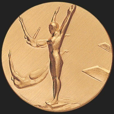 Metal Stickems 2-inch gold metallic adhesive figurine with a sculpted artistic relief design for smooth surfaces.
