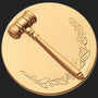 Metal Stickems 2-inch gold-toned metal sticker featuring an embossed gavel and laurel leaf design.