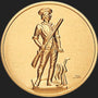 Metal Stickems gold-toned 2-inch adhesive sticker featuring an embossed classic Minuteman historical design.