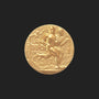 Metal Stickems 1-inch gold-tone embossed metal sticker featuring a detailed raised relief design of runners in motion.