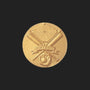 Metal Stickems 1-inch gold metal softball sticker featuring an embossed diamond, crossed bats, and glove design.