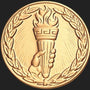 Metal Stickems 2-inch gold metallic sticker featuring an embossed torch and laurel wreath design.