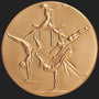 Metal Stickems 2-inch gold-toned gymnastics decal featuring an embossed design of gymnasts in motion.