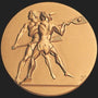 Metal Stickems 2-inch gold-tone adhesive sticker featuring an embossed design of two lacrosse players in action.