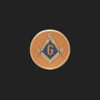 Metal Stickems Masonic Square and Compass emblem in gold and blue with a central G on a dark background.