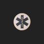Metal Stickems 7/8 inch medical star emblem sticker in black and gold for healthcare gear and personal accessories.