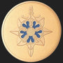 Metal Stickems 2-inch Military Intelligence emblem with a gold-tone finish and blue insignia detailing.