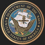 Metal Stickems 2-inch Department of the Navy metal emblem with official seal and gold trim on a black background.