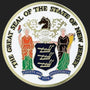 Metal Stickems 2-inch New Jersey State Seal metal emblem with vibrant colors and adhesive backing.