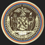 Metal Stickems 2-inch adhesive metal sticker featuring the official New York City seal in a metallic finish.