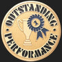 Metal Stickems 2-inch gold award sticker with embossed trophy and ribbon design for performance recognition.