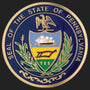 Metal Stickems 2-inch Pennsylvania State Seal metal sticker with vibrant blue, gold, and green enamel detailing.