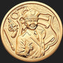 Metal Stickems 2-inch gold-tone metal sticker featuring an embossed police officer with badge, handcuffs, and baton.