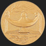 Metal Stickems 2-inch round gold adhesive sticker featuring an embossed lamp of knowledge and laurel leaf design.