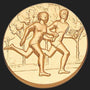 Metal Stickems 2-inch gold metal sticker featuring an embossed design of a couple running through a park.