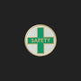 Metal Stickems 7/8 inch round safety emblem with a green cross, white background, and gold-tone border.