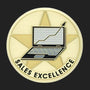 Metal Stickems 2-inch gold metal sticker featuring a star, laptop graphic, and Sales Excellence text for awards.