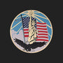 Metal Stickems 2-inch circular sticker featuring the Statue of Liberty, American flag, and bald eagle in vibrant colors.
