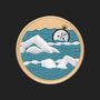 Metal Stickems 2-inch round metal sticker featuring a swimmer and stopwatch design for sports gear and water bottles.