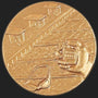 Metal Stickems 2-inch round adhesive sticker featuring an embossed swimming competition design with blocks and goggles.